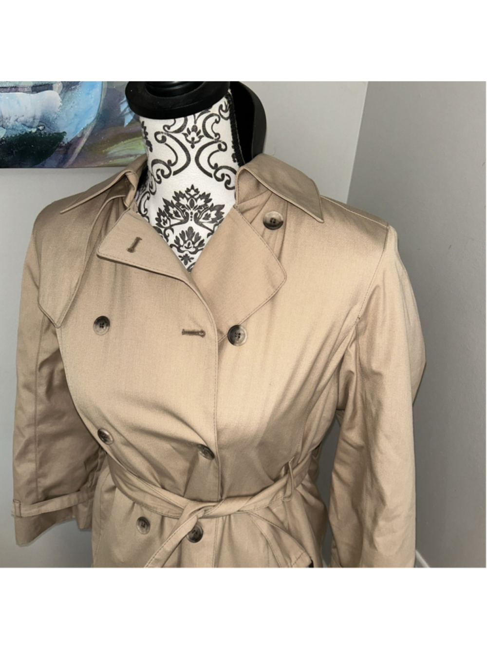 London Fog Womens 6 Petite Beige Vintage DBL Breasted Trench Coat - Picture 2 of 16